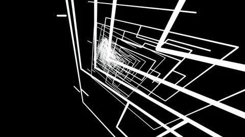 Motion graphics with  white lines on black background . Stock Illustration