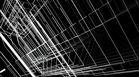 Motion graphics with  white lines on black background . Illustrazione stock