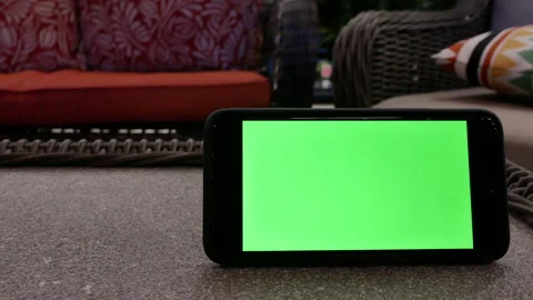 Motion of green screen phone in front of display sofa inside Canadian tire store 스톡 동영상 94163237
