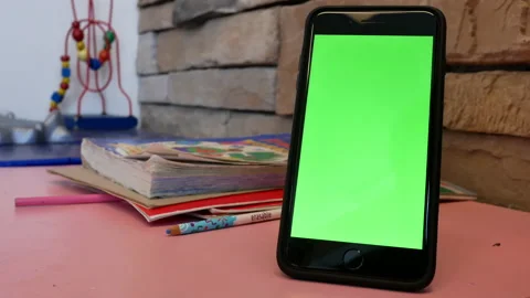 Motion of green screen phone for your ad on table  with 4k resolution Stock Footage 93622845