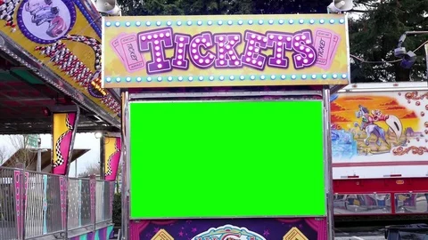 Motion of green screen ticket booth at the West Coast Amusements Carnival Stock Footage 74613269