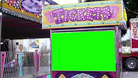 Motion of green screen ticket booth at the West Coast Amusements Carnival Video stock 74638235