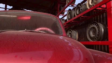 Motion to headlight of retro vehicle Stock Footage 143955778