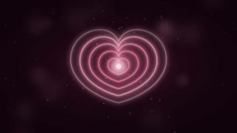 Motion Heartbeat Neon Light Animation with Radiating Heart Shapes for Love .. Vídeo Stock 342541198
