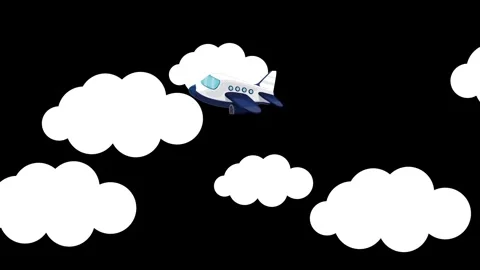 Motion icon plane and cloud background black HD 4k Stock Footage 339297972
