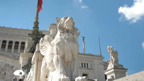 The motion image of the one of roman ancient lions, taken from the bottom Stock Footage 143115063