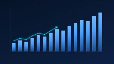 Motion of Increasing Bar Graphs and Line Charts in Business Data Visualizatio Stock Footage 342744495