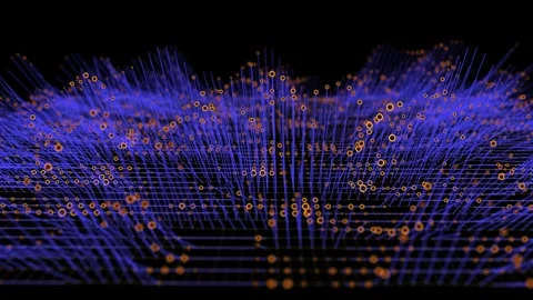 Motion infographic array blue lines and circles wavy animated in dark  cybe.. Stock Footage 327541643