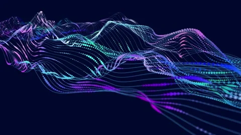 Motion infographic array blue lines and color dots wavy animated in cybersp.. Video stock 328443685