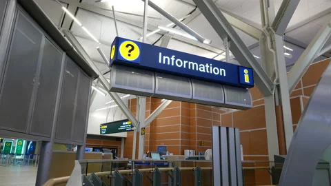 Motion of information sign inside yvr ai... | Stock Video | Pond5