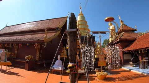 Motion laps Wat Doi ti. Big Buddha  of Lamphun, Thailand. Stock Footage 103454444
