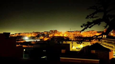 Motion Lapse of Distant City Traffic with Bonsai Tree in Foreground Video stock 329516566