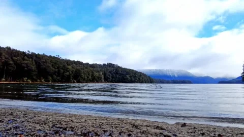 Motion Lapse of the Seven Lakes Route with Snow-Capped Mountains in Patagonia Stock Footage 338265021