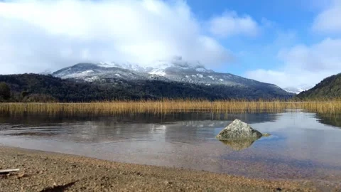 Motion Lapse of the Seven Lakes Route with Snow-Capped Mountains in Patagonia Stock Footage 338265027