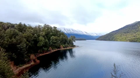 Motion Lapse of the Seven Lakes Route with Snow-Capped Mountains in Patagonia Vídeo Stock 338265028