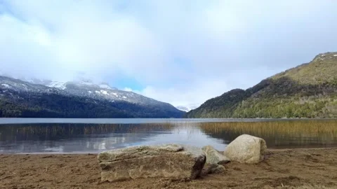 Motion Lapse of the Seven Lakes Route with Snow-Capped Mountains in Patagonia Vídeo Stock 338265033