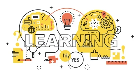 Motion of learning concept with brain and icons. Stock Footage 340282406