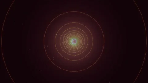 Motion of light particles in circular patterns with dark background Stock Footage 337069575