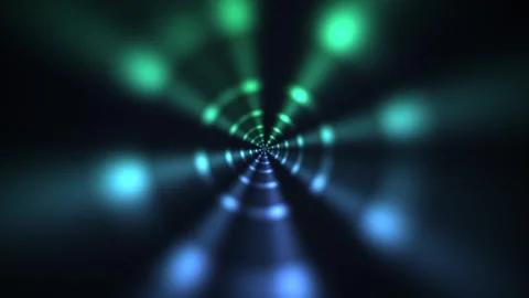 Motion of lights creating a tunnel effect in dark space Stock Footage 340212034