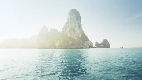 Motion on longtail boat, railay beach, Krabi, Thailand Stock Footage 106955122