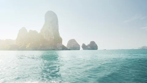 Motion on longtail boat, railay beach, Krabi, Thailand Stock Footage 108278099