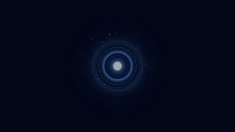 Motion of a luminous blue circle with glowing halo in deep space, abstract .. Stock Footage 342563490