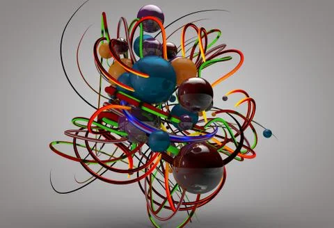 Motion of luminous lines 3D illustration Stock Illustration