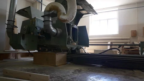 Motion to machine with dust collecting system in workshop Stock Footage 140672711