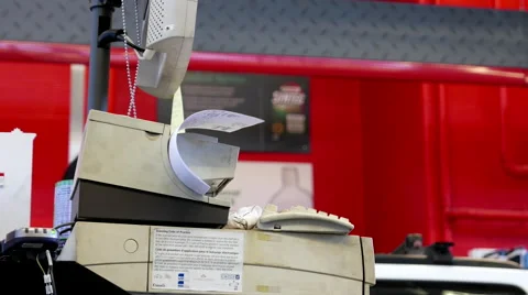 Motion of machine updating service fee information for customer Video stock 62707734