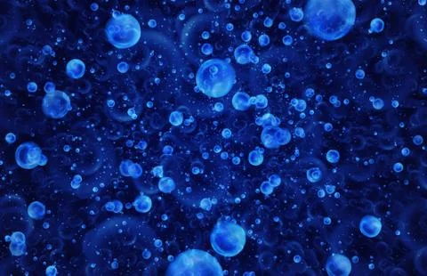 Motion many bubbles in flow transparent water Stock Illustration