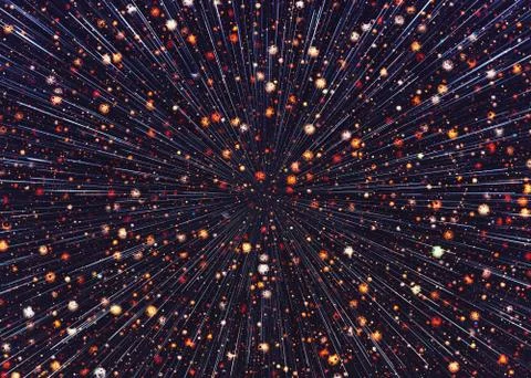 Motion of many small meteorite on a space stars backgrounds Stock Illustration