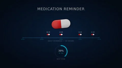 Motion of a Medication Reminder App Interface in Video Demonstration with D.. 库存影片 342534578