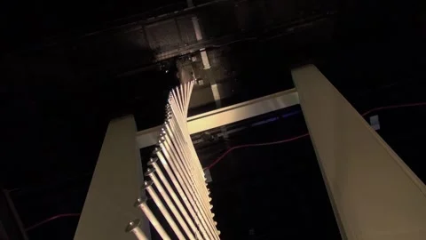 Motion metal bars wave experiment science ceiling CosmoCaixa Barcelona Stock Footage 327207111