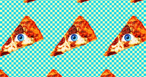 Motion minimal pattern design. Slice of pizza. Pizza lover art Stock Footage 100682888