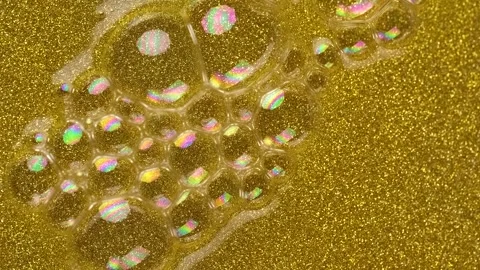 Motion of molecule bubbles in a cosmetic serum, macro. Transparent cosmetic.. Stock Footage 293735958