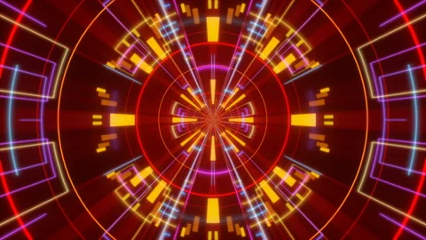 Motion multi colored lines and shapes on red background, loop Stock Footage 119433381