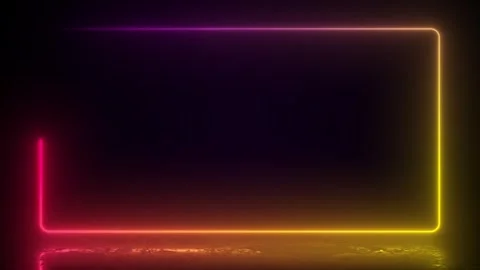 Motion neon frame. Footage loop, Neon light lines on black background. Neon Stock Footage 242514116