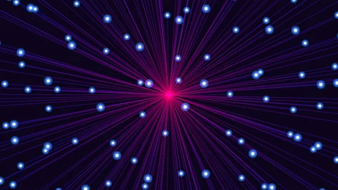 Motion neon lines with dots in dark space Stock Footage 215308973
