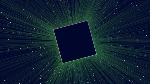 Motion neon square with green lines and dots Stock Footage 195526445