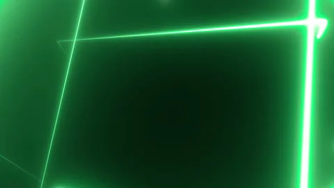 Motion in neon triangle tunnel consisting of bright green colored lines on black Stock Footage 156975632