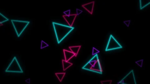 Motion of Neon Triangles in Dark Background for Dynamic Visual Effect. 库存影片 342536713