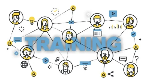 Motion of online training concept with icons and connections. Stock Footage 340282396