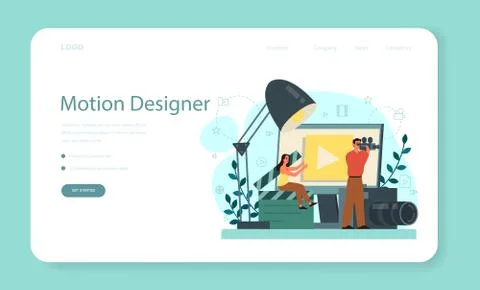 Motion or video designer web banner or landing page . Artist 스톡 일러스트
