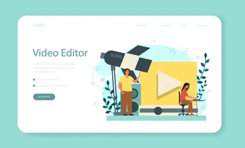 Motion or video designer web banner or landing page . Artist Stockillustratie