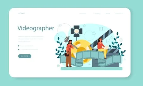 Motion or video designer web banner or landing page . Artist Stockillustratie