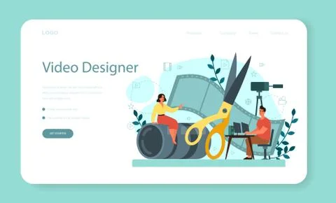 Motion or video designer web banner or landing page . Artist 스톡 일러스트