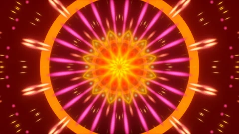 Motion orange circles and particles on red background, loop Stock Footage 126561582