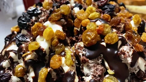 Motion over sweet cake surface Stock Footage 144076245