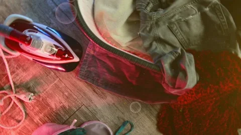 Motion over washed clothes in basket Stock Footage 149305359