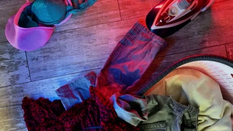 Motion over washed clothes in basket Stock Footage 149305367